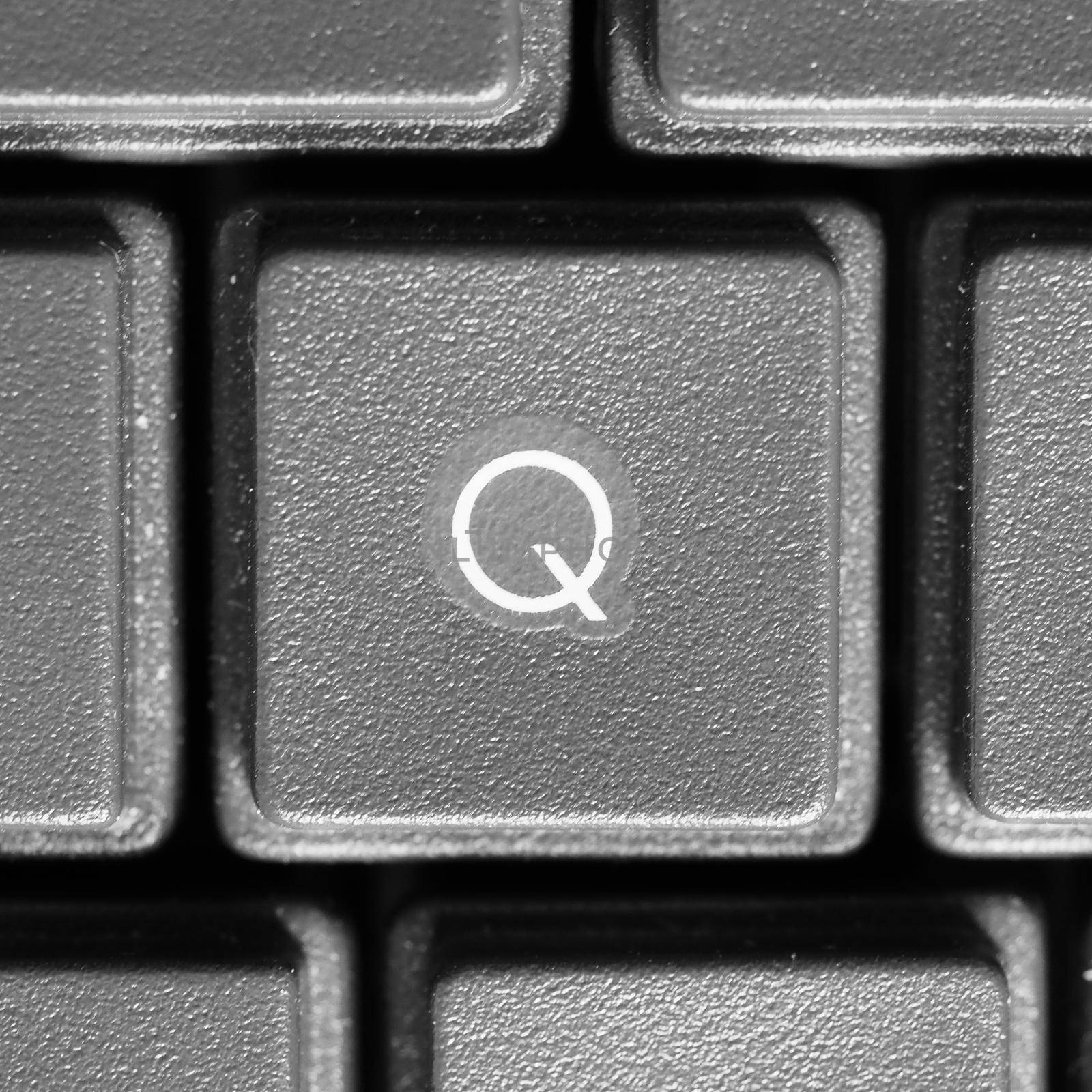 Letter Q key on computer keyboard keypad