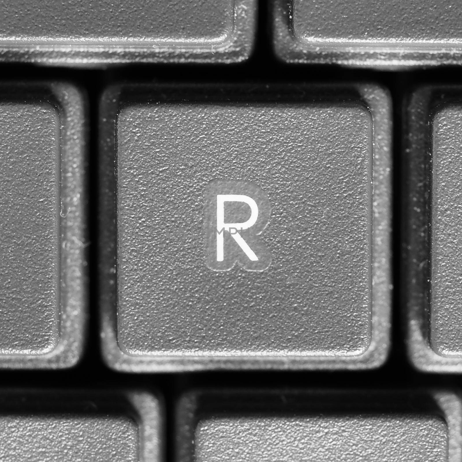 Letter R key on computer keyboard keypad