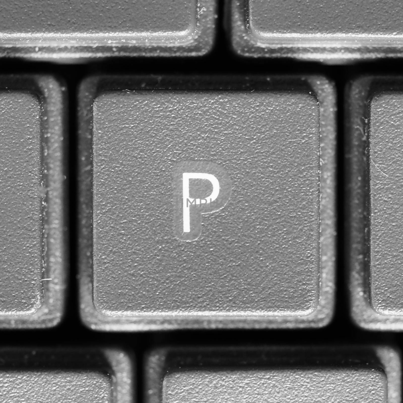 Letter P key on computer keyboard keypad