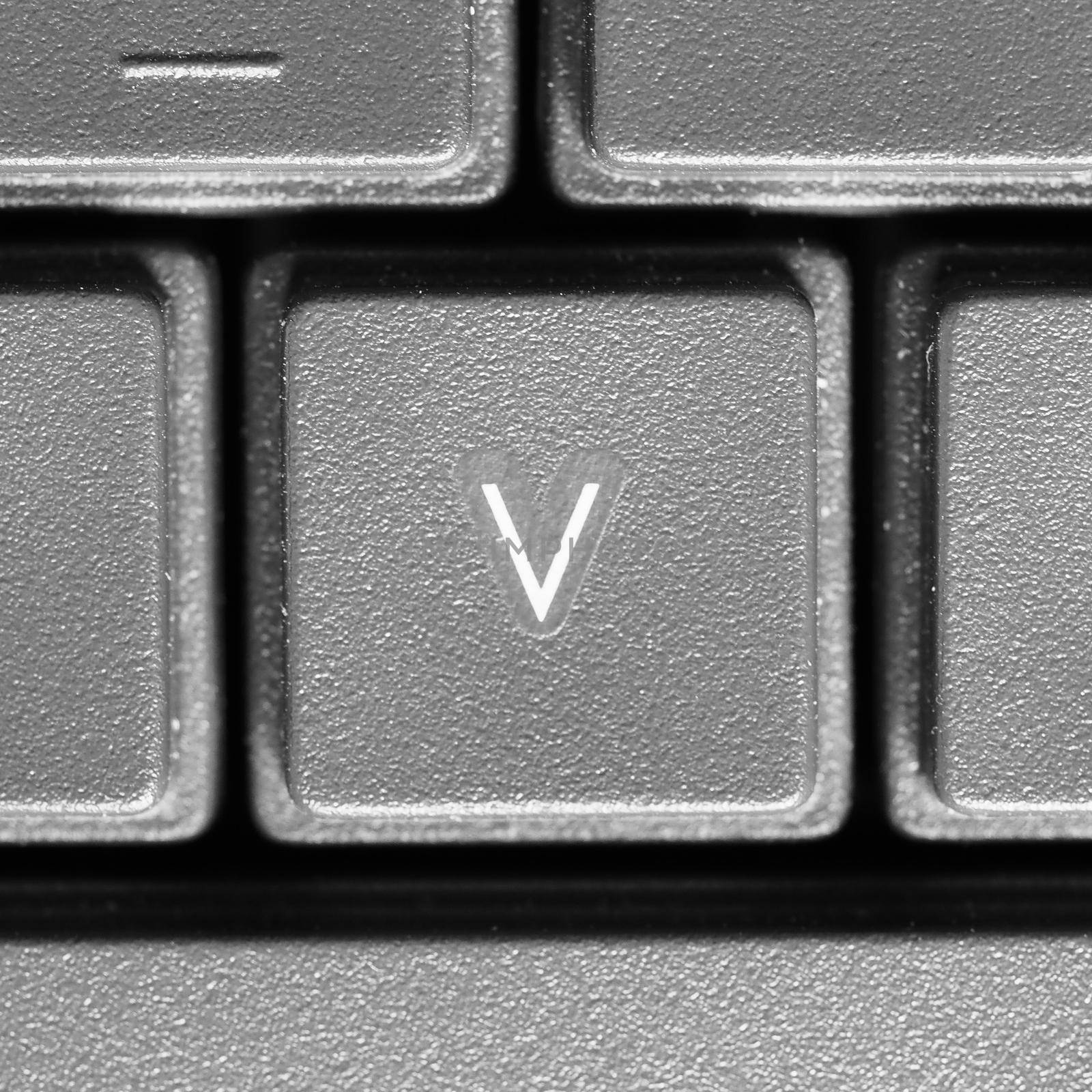 Letter V key on computer keyboard keypad