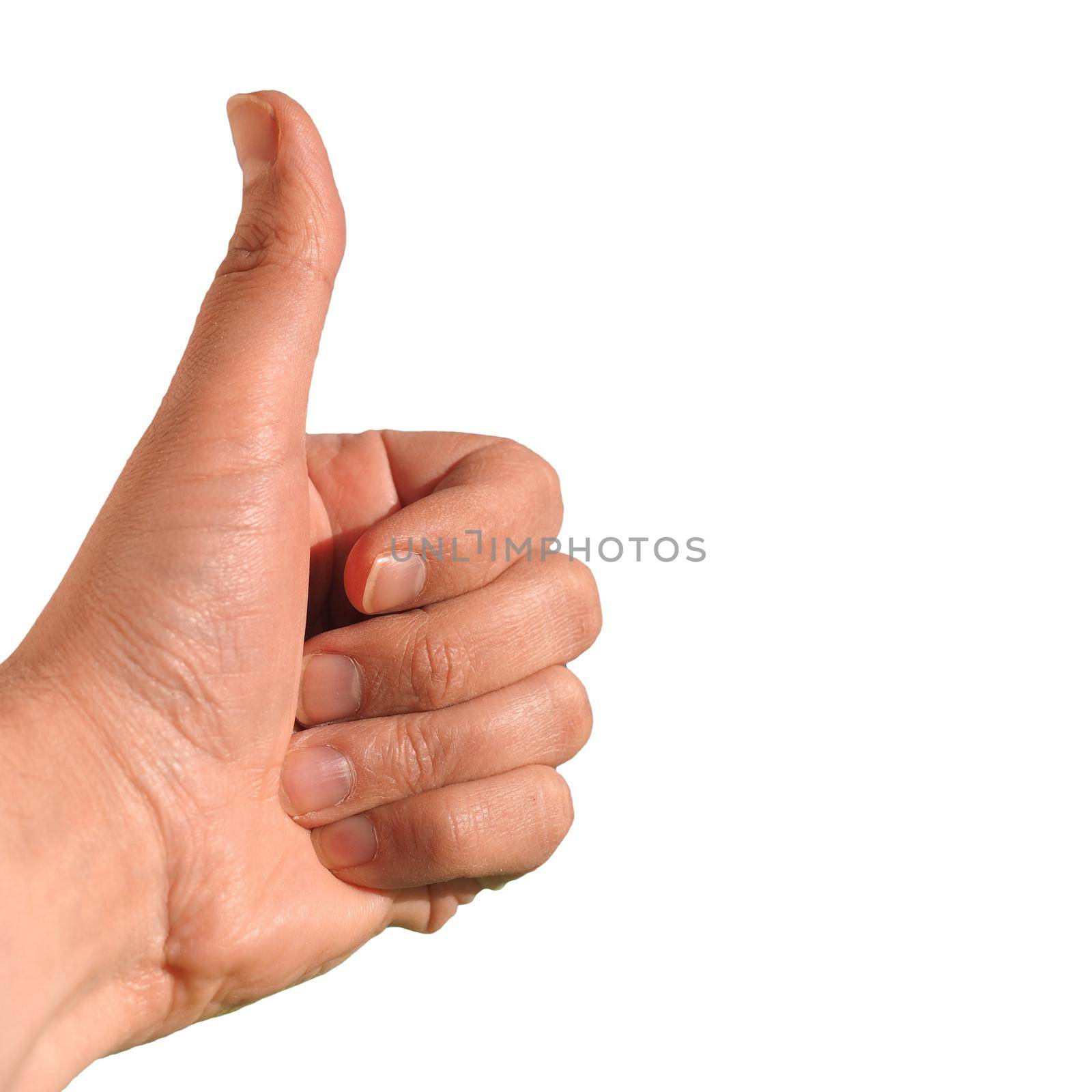 hand with thumb up isolated over white background