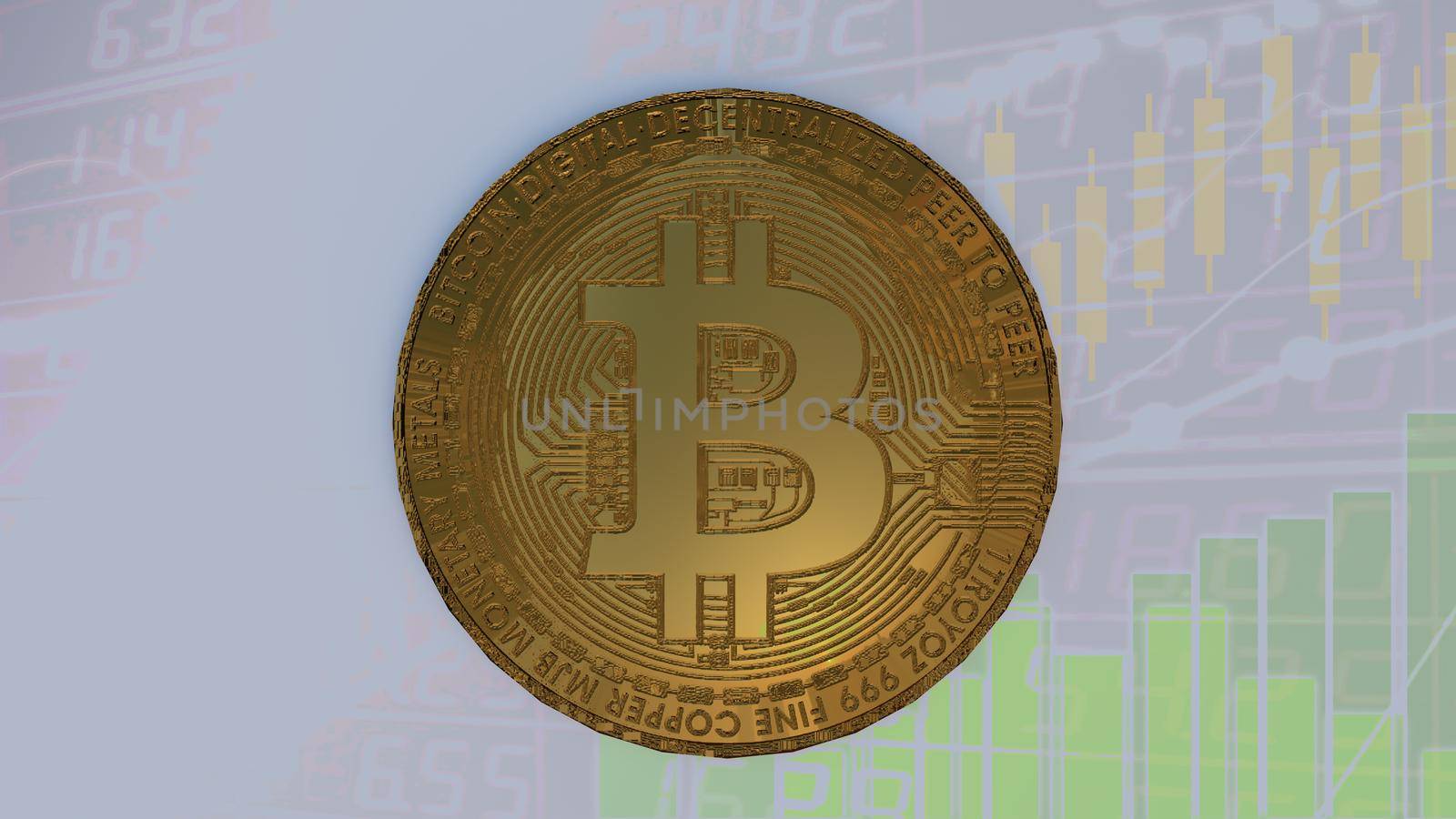 Bitcoin coin Stock market economy and finance concept 3D rendering