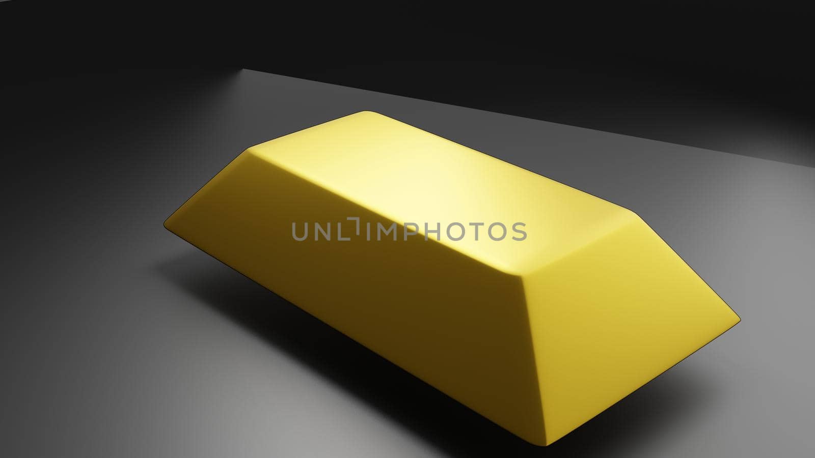 Simulated gold bar on black background, 3d rendering. by noppha80