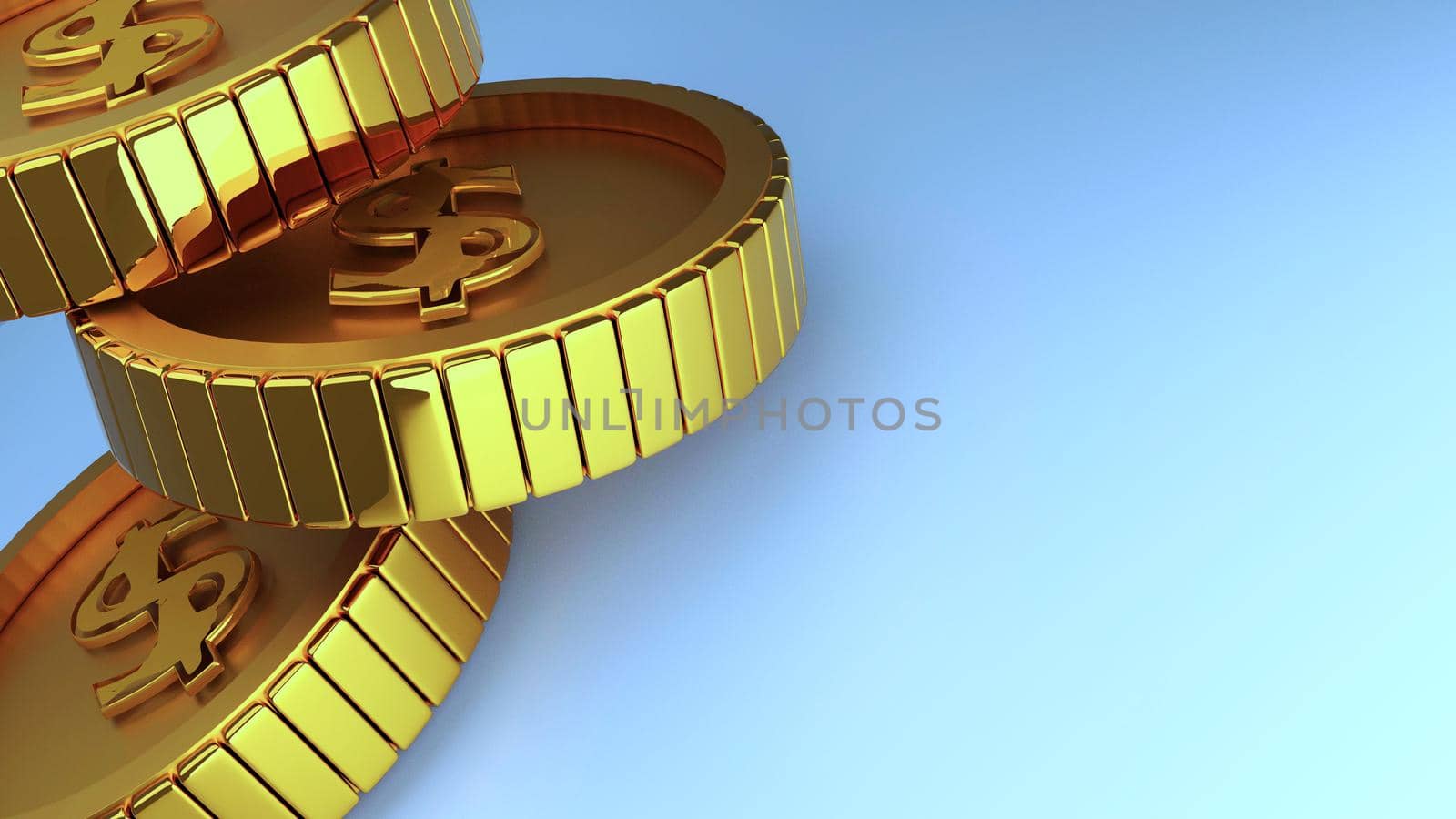 Coin gold money dollar isolated white background 3d rendering. by noppha80