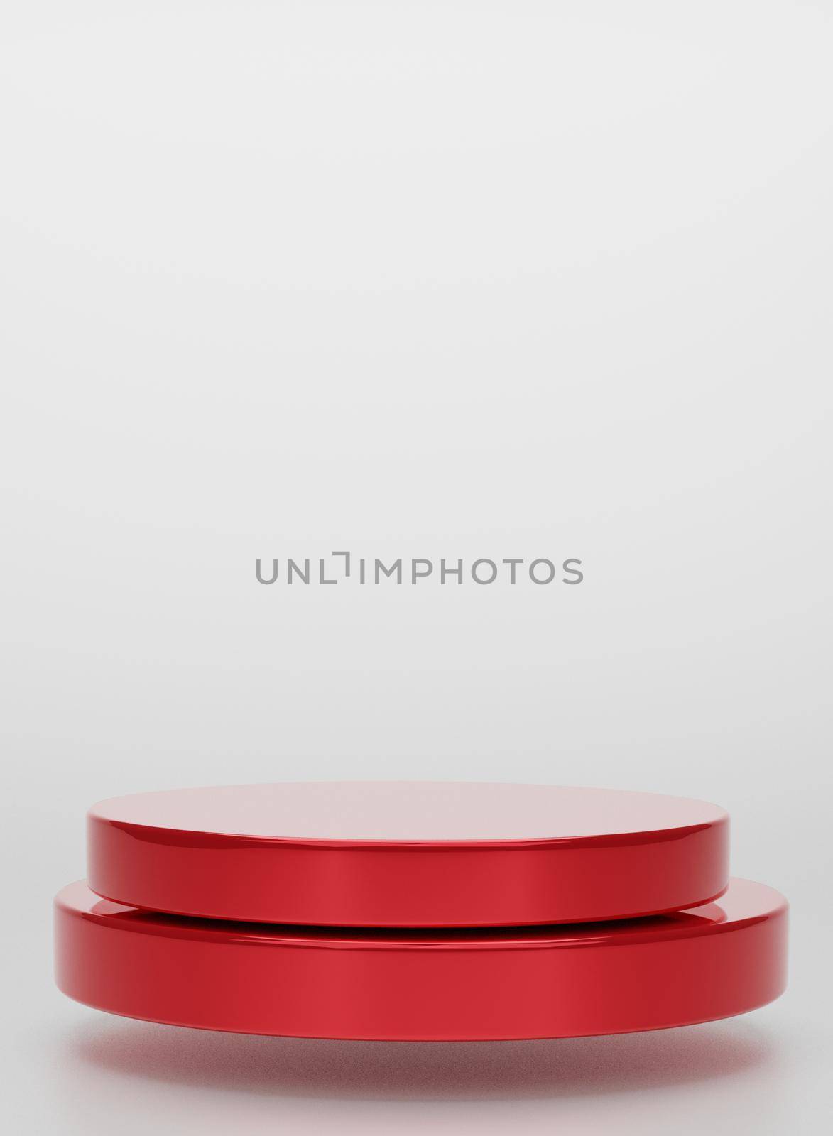 Red geometric circular background vertical image display podium prototype simple podium and commercial product concept white background 3d rendering.