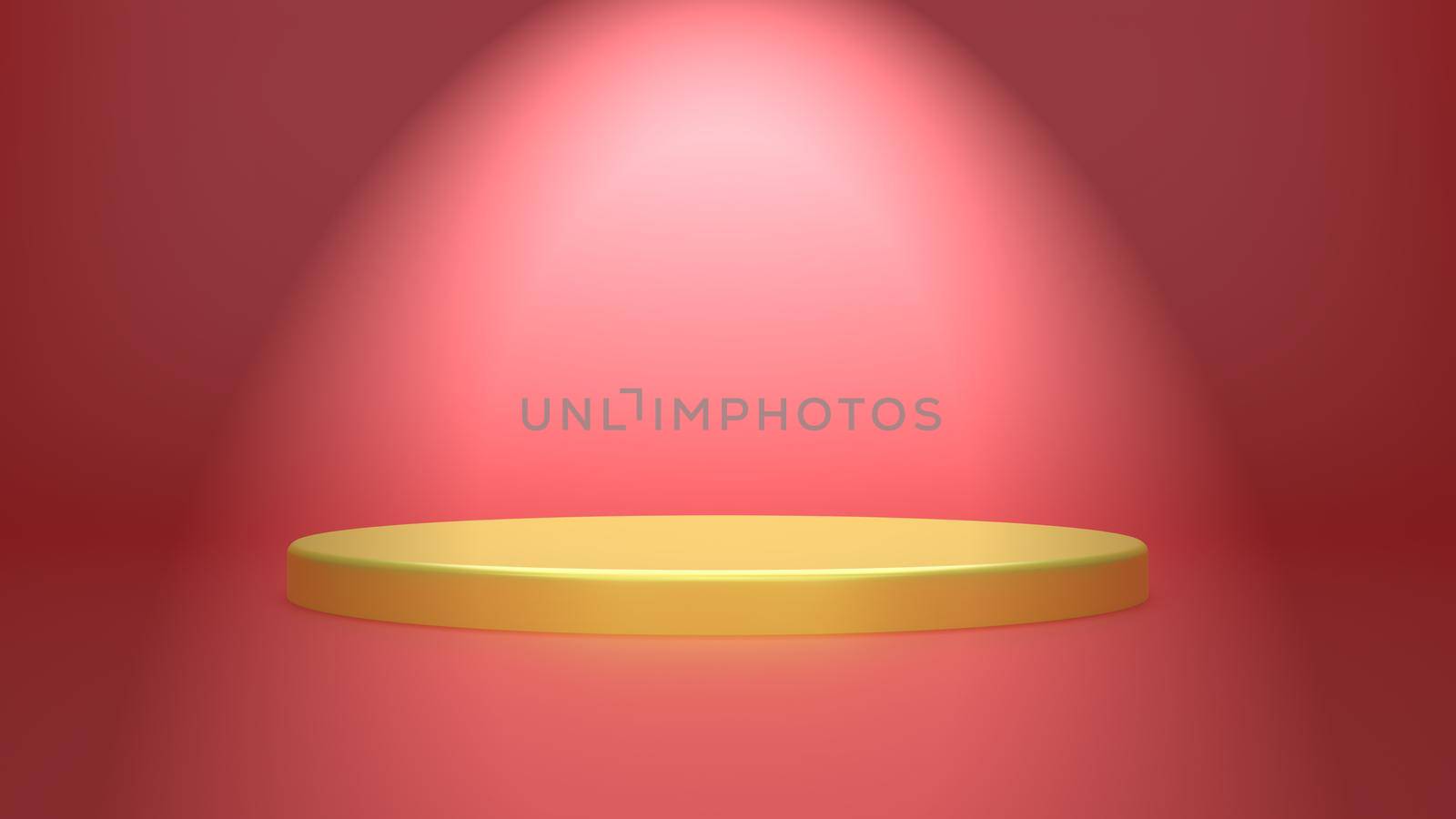 Golden geometric sphere background simple podium prototype pallet display and commercial product concept scene red background 3d rendering. by noppha80