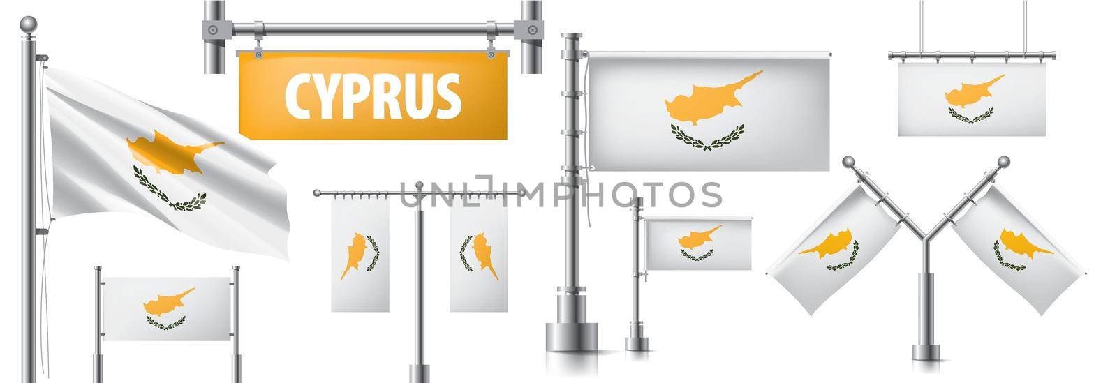 Vector set of the national flag of Cyprus in various creative designs.