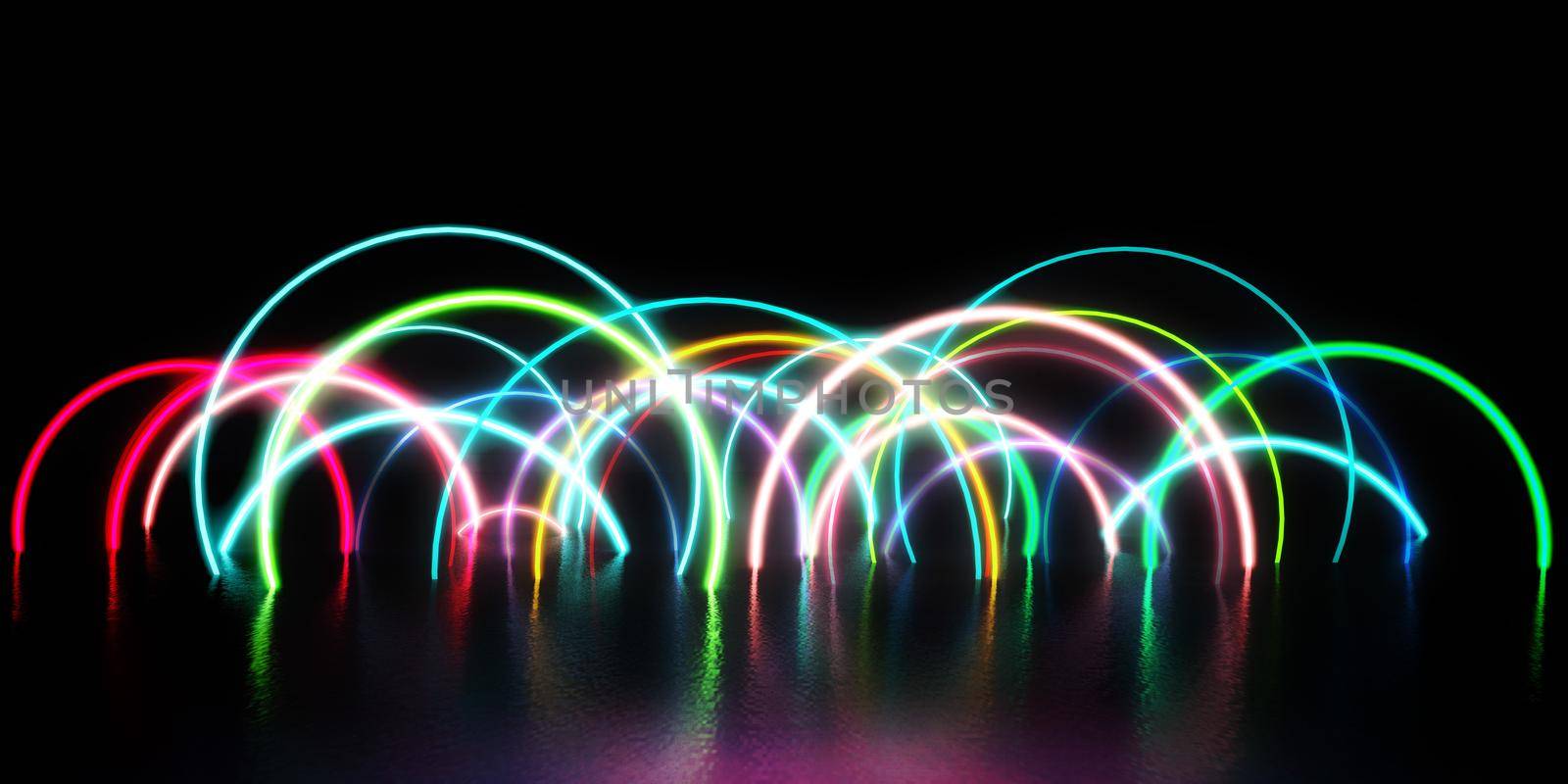 Dance Party Background with Glowing Neon Circles