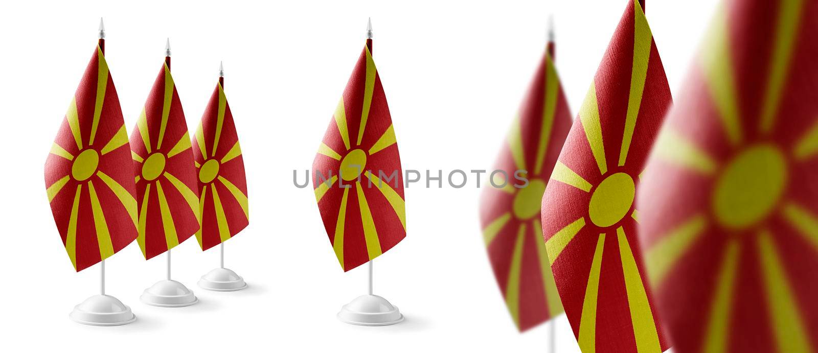 Set of Macedonia national flags on a white background.