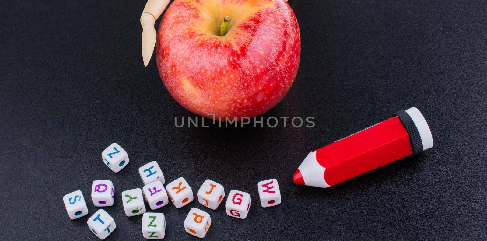 Back to school theme with an apple by berkay