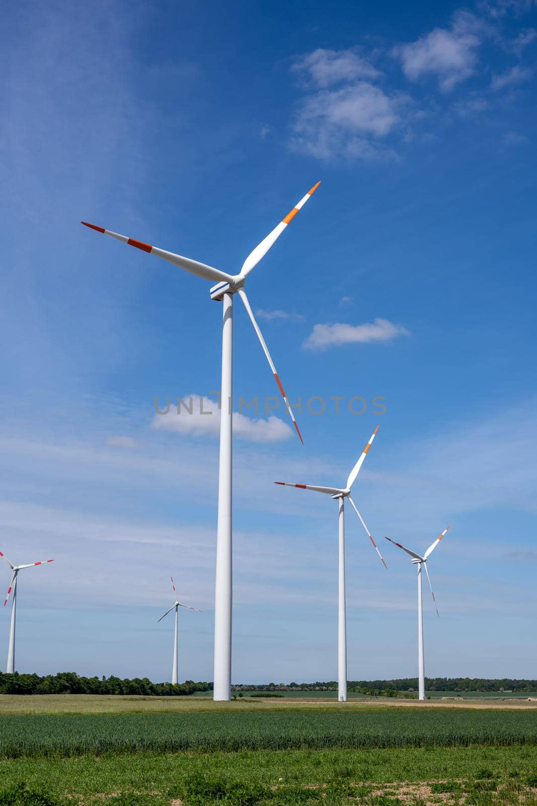 Wind turbines on a sunny day by elxeneize