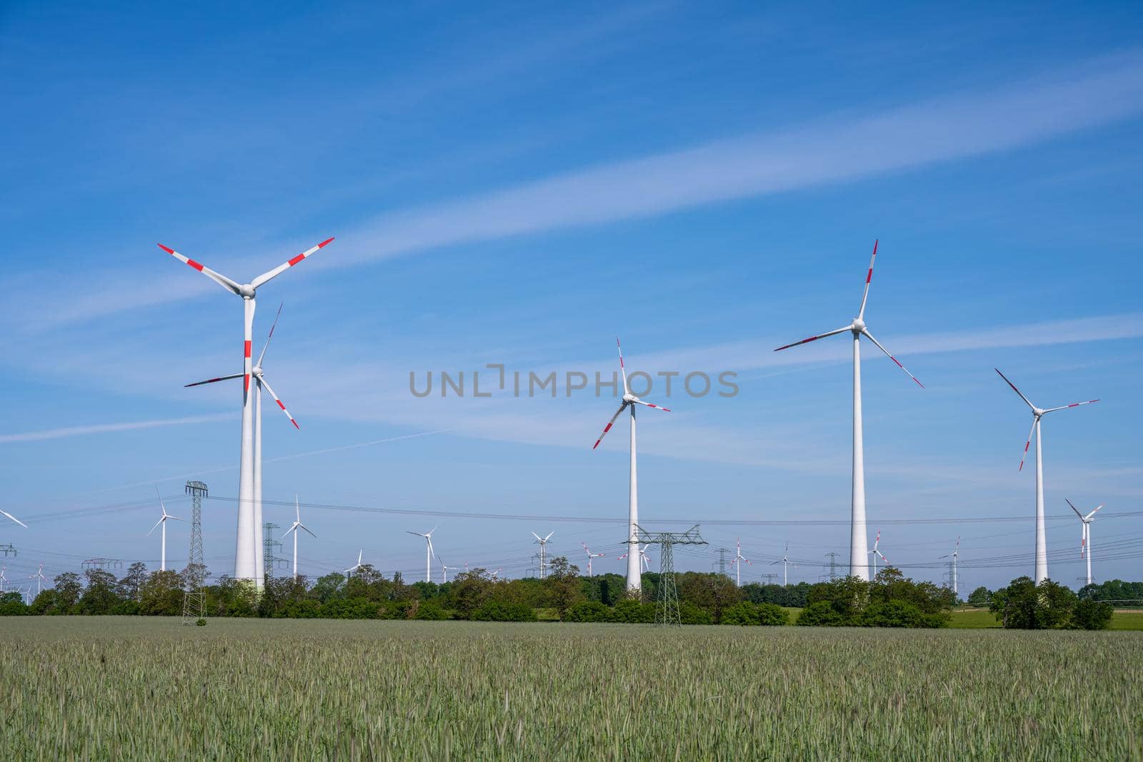 Wind park in a rural area in Germany