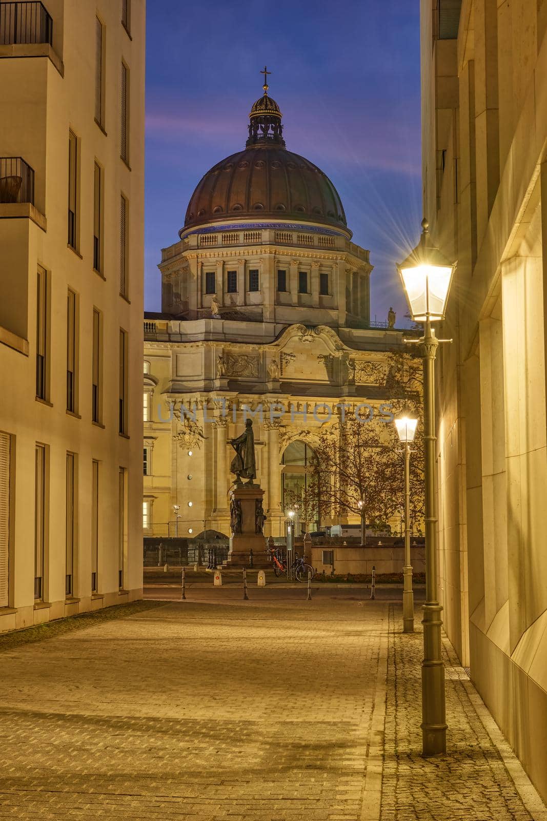 View to the reconstructed Berlin Palace at night