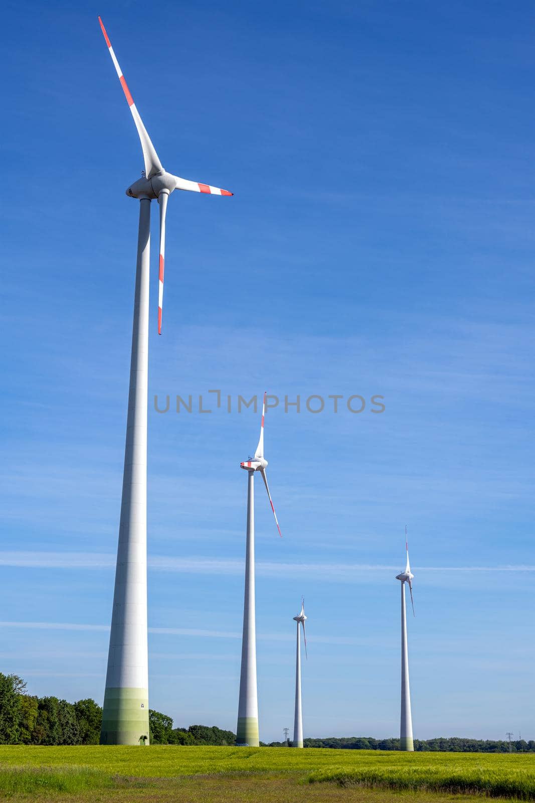Wind power turbines on a sunny day by elxeneize