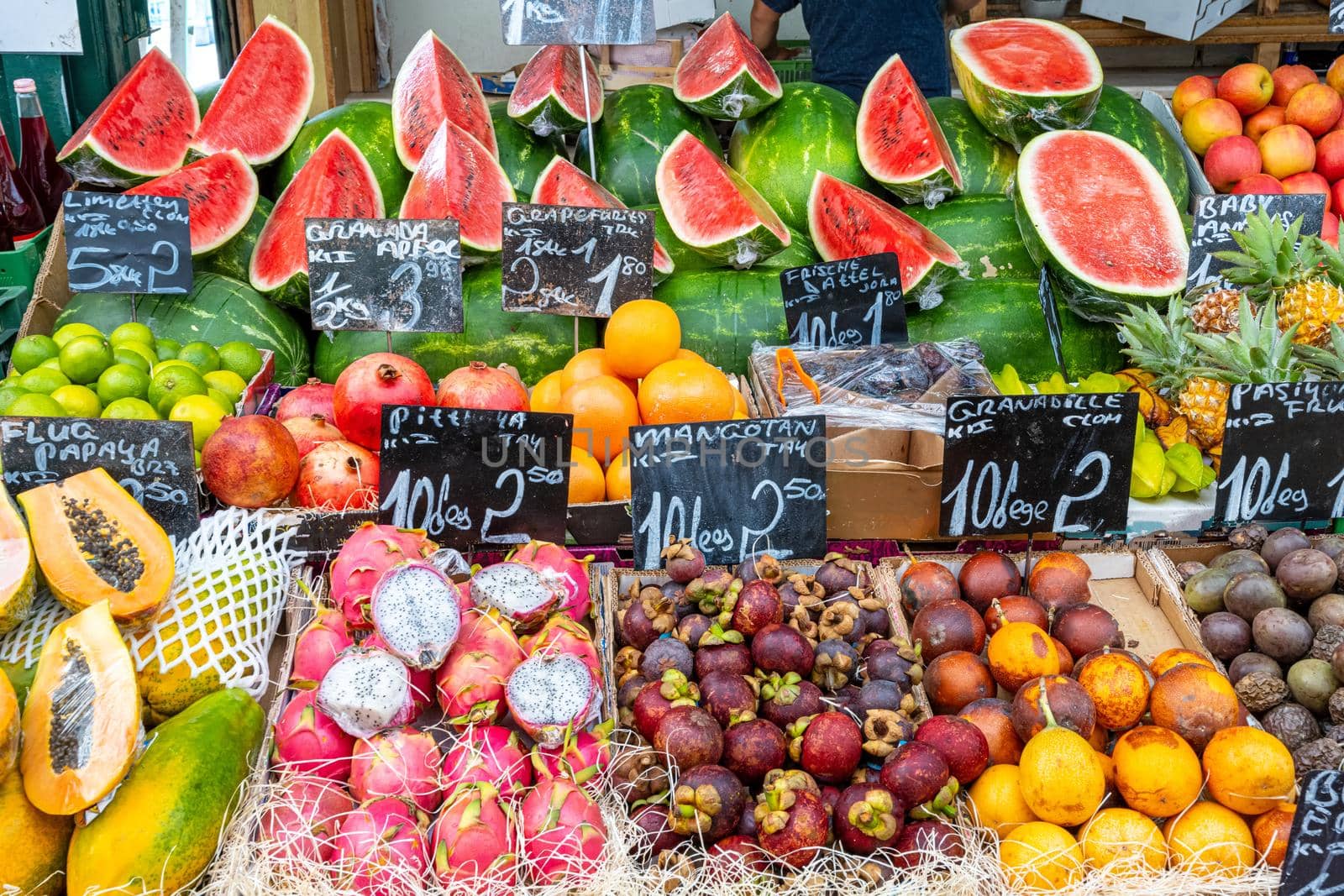 Exotic fruits for sale at a market