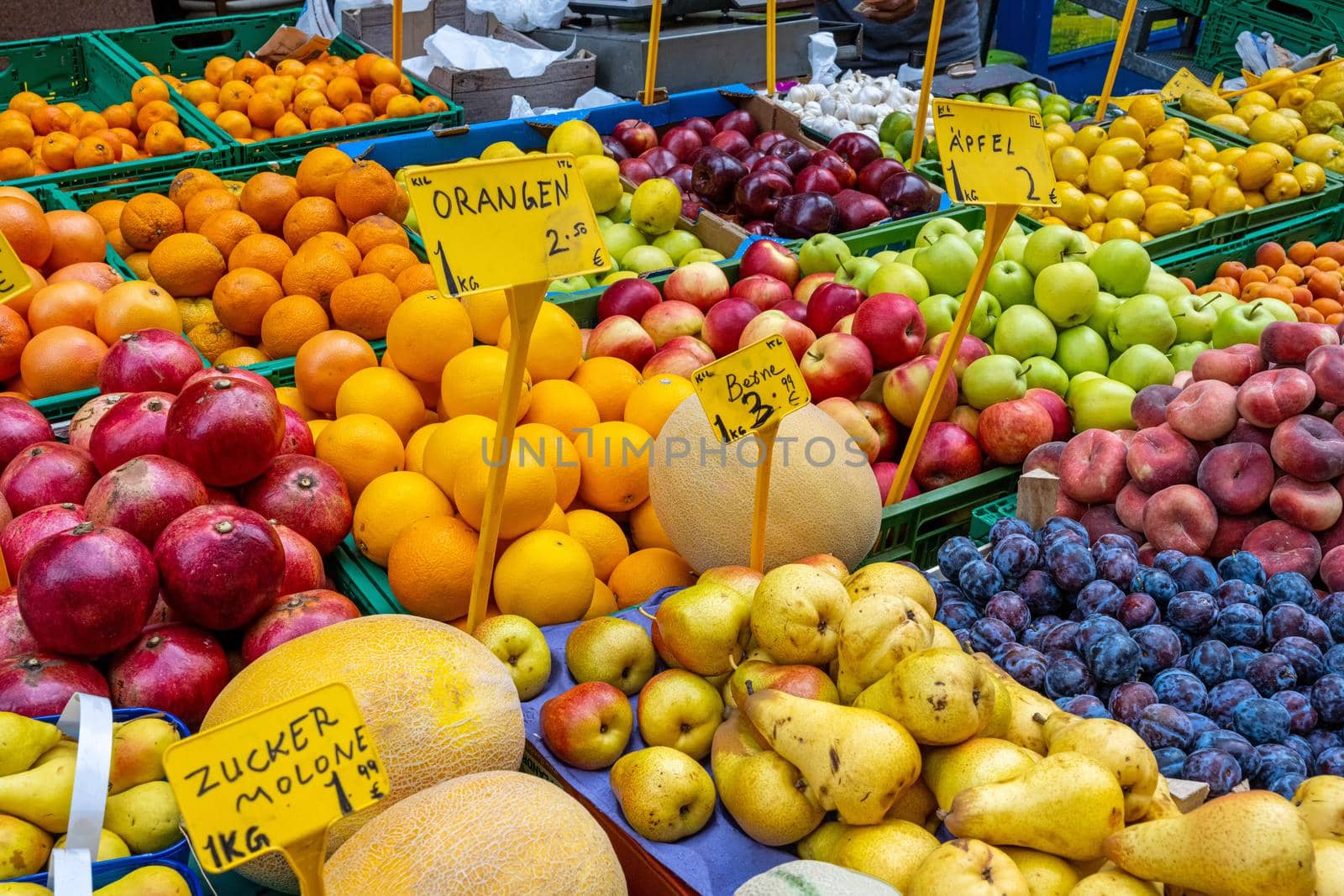 Different kinds of fruits for sale at a market