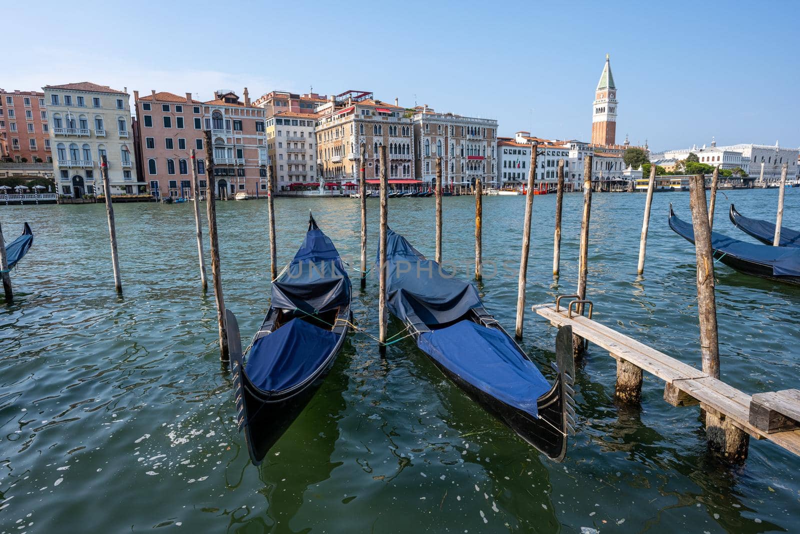Gondolas at the Grand Canal in Venice by elxeneize