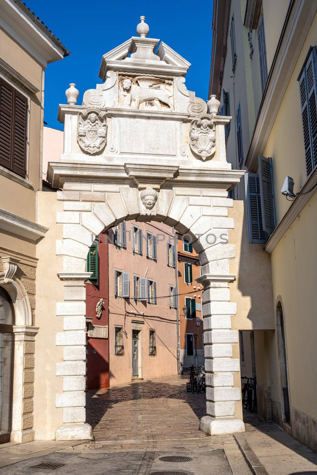 The Porta Balbi in Rovinj, Croatia, an old venetian city gate