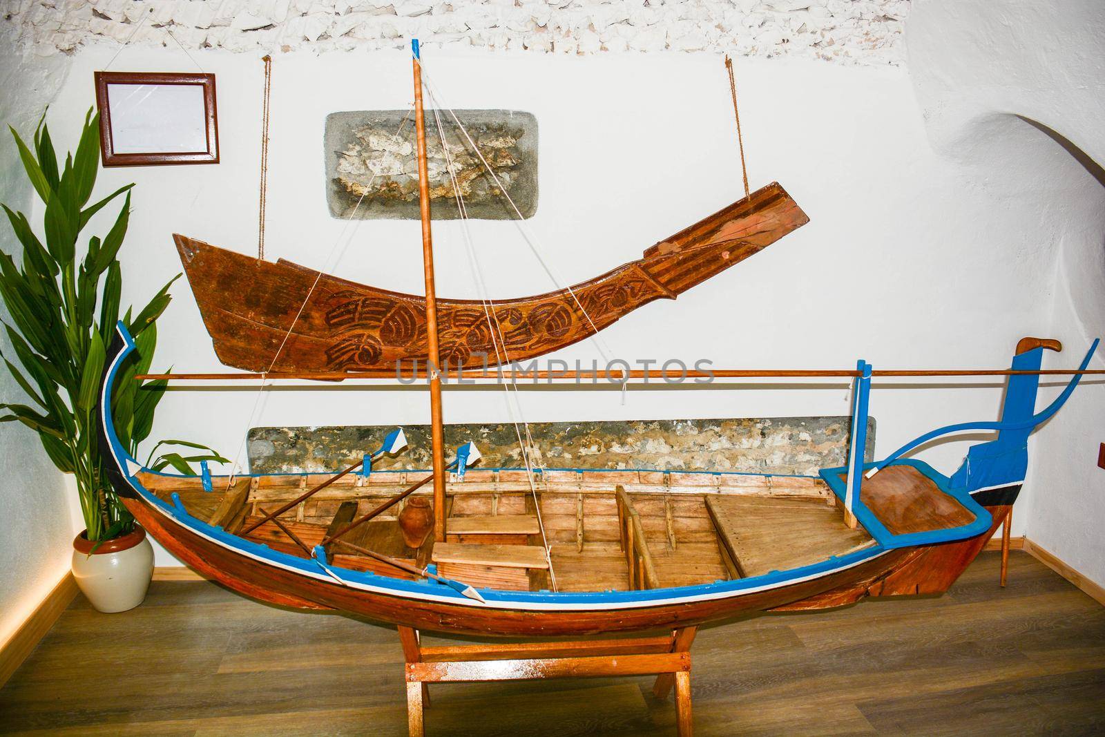 maldives, a typical Maldivian boat built entirely by hand with local wood found on the atolls