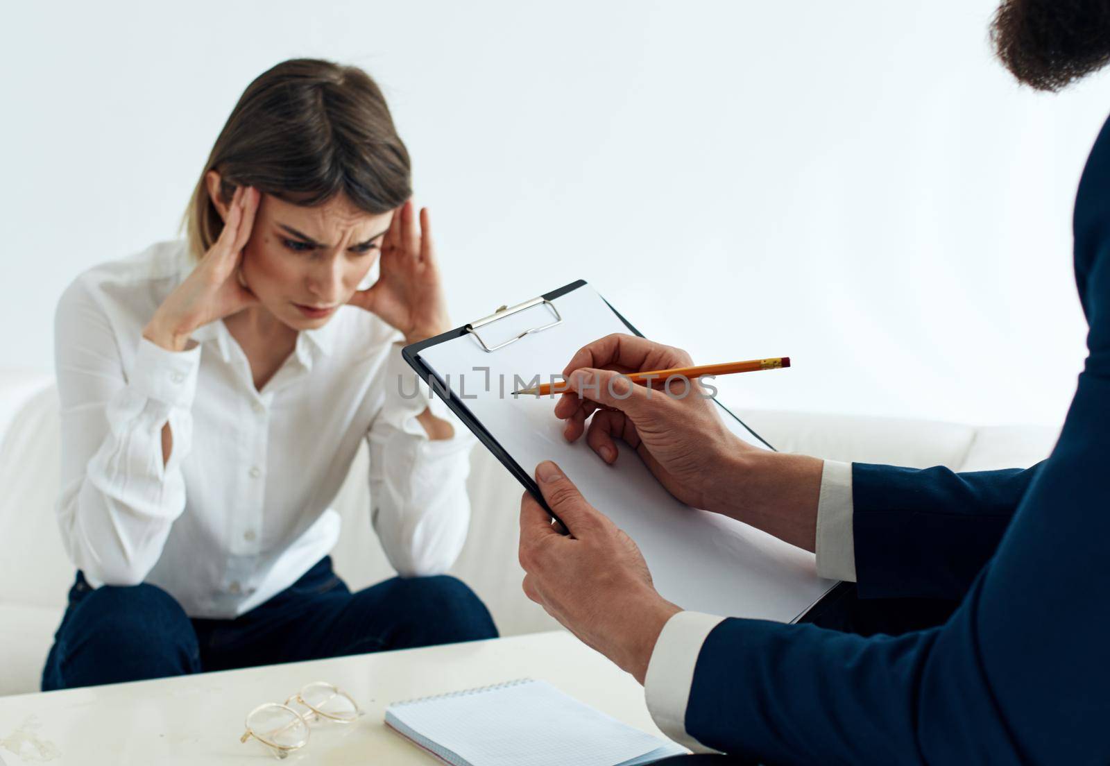 woman in suit and man with documents business finance employees. High quality photo