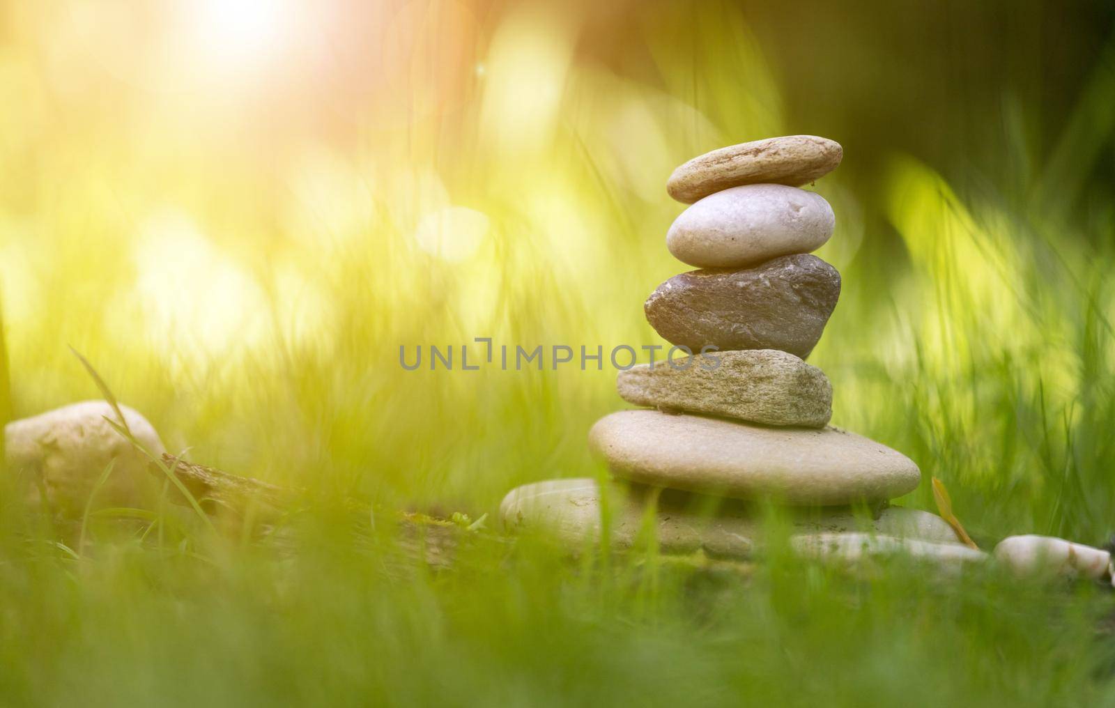Close up of stone cairn, metaphor for balance, spirituality and relaxation