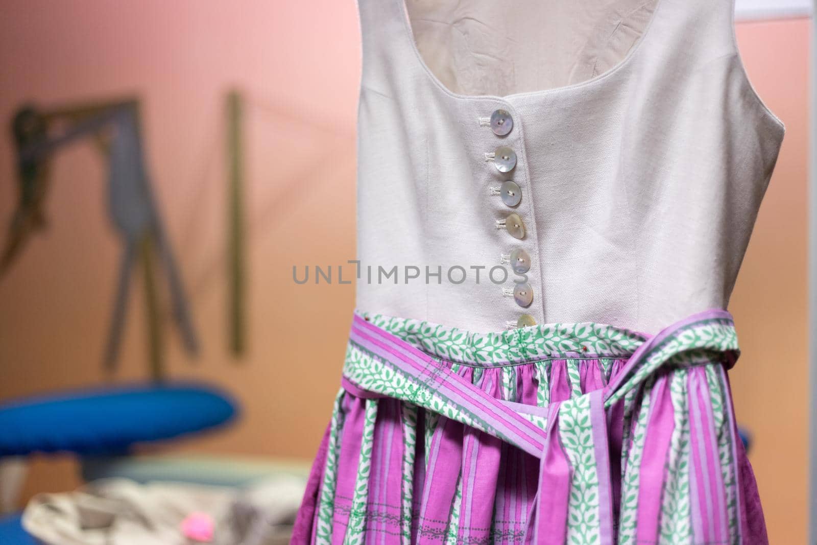 Dirndl dress in a dressmakers workshop