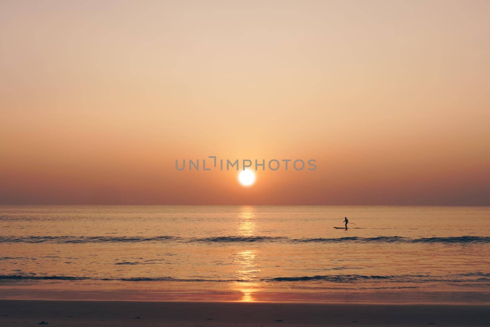 Tropical nature clean beach sunset sky time with sun light background.