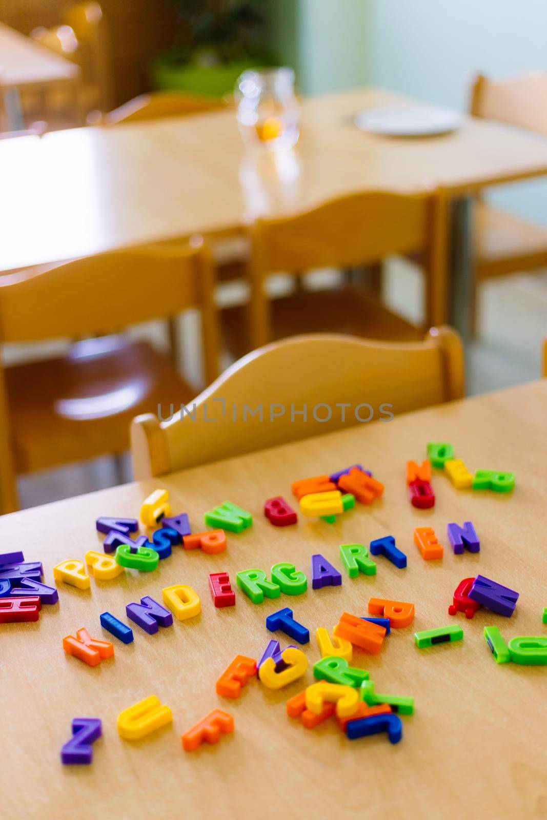 Colorful letters with the word “Kindergarten”