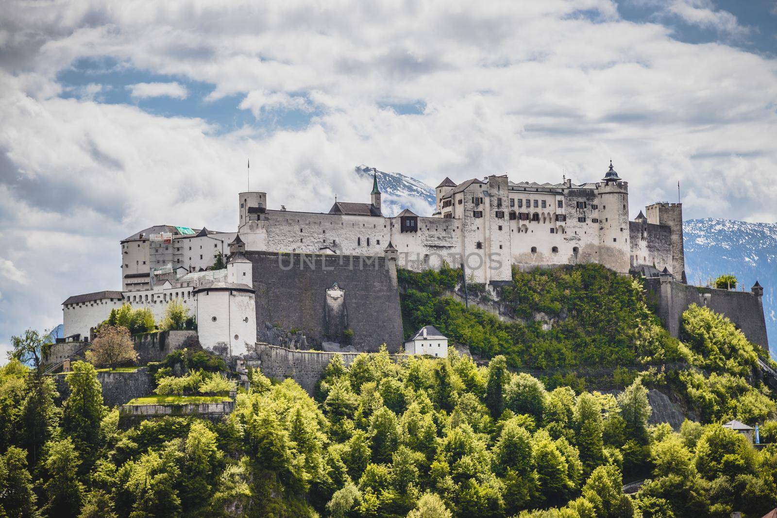 Hohensalzburg fortress, captured from the Kapuzinerberg. Spring time.