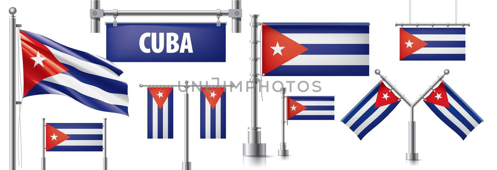 Vector set of the national flag of Cuba in various creative designs by butenkow