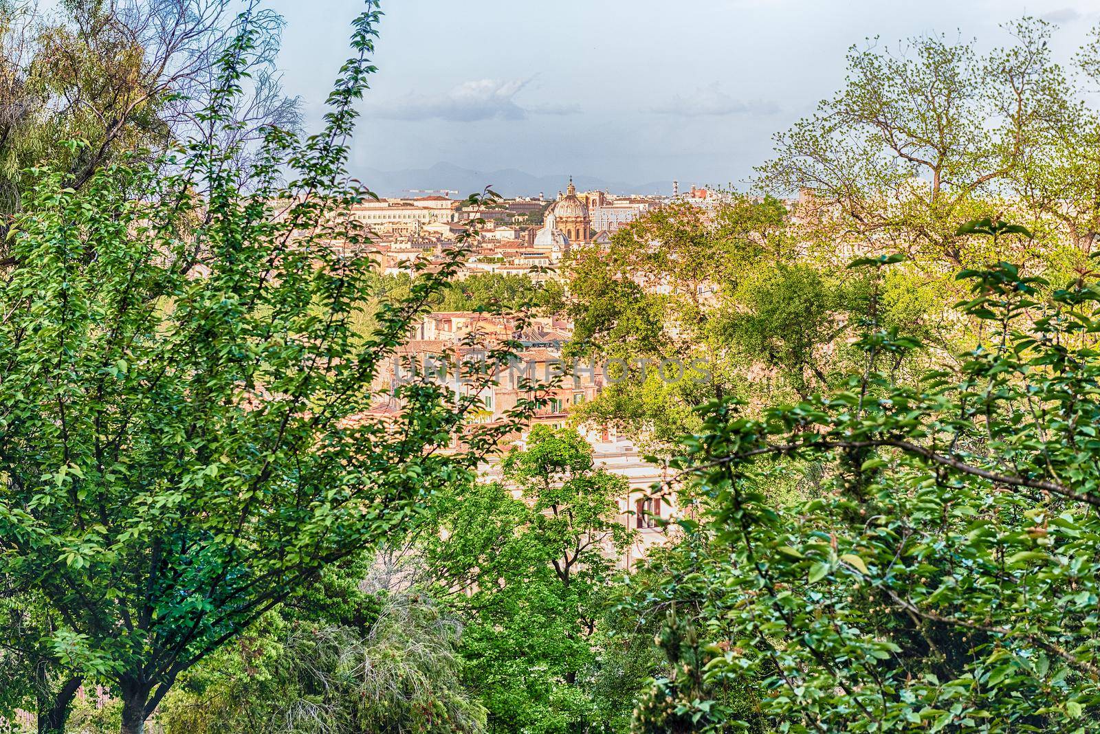 Aerial view of Rome from Janiculum Hill, Italy by marcorubino