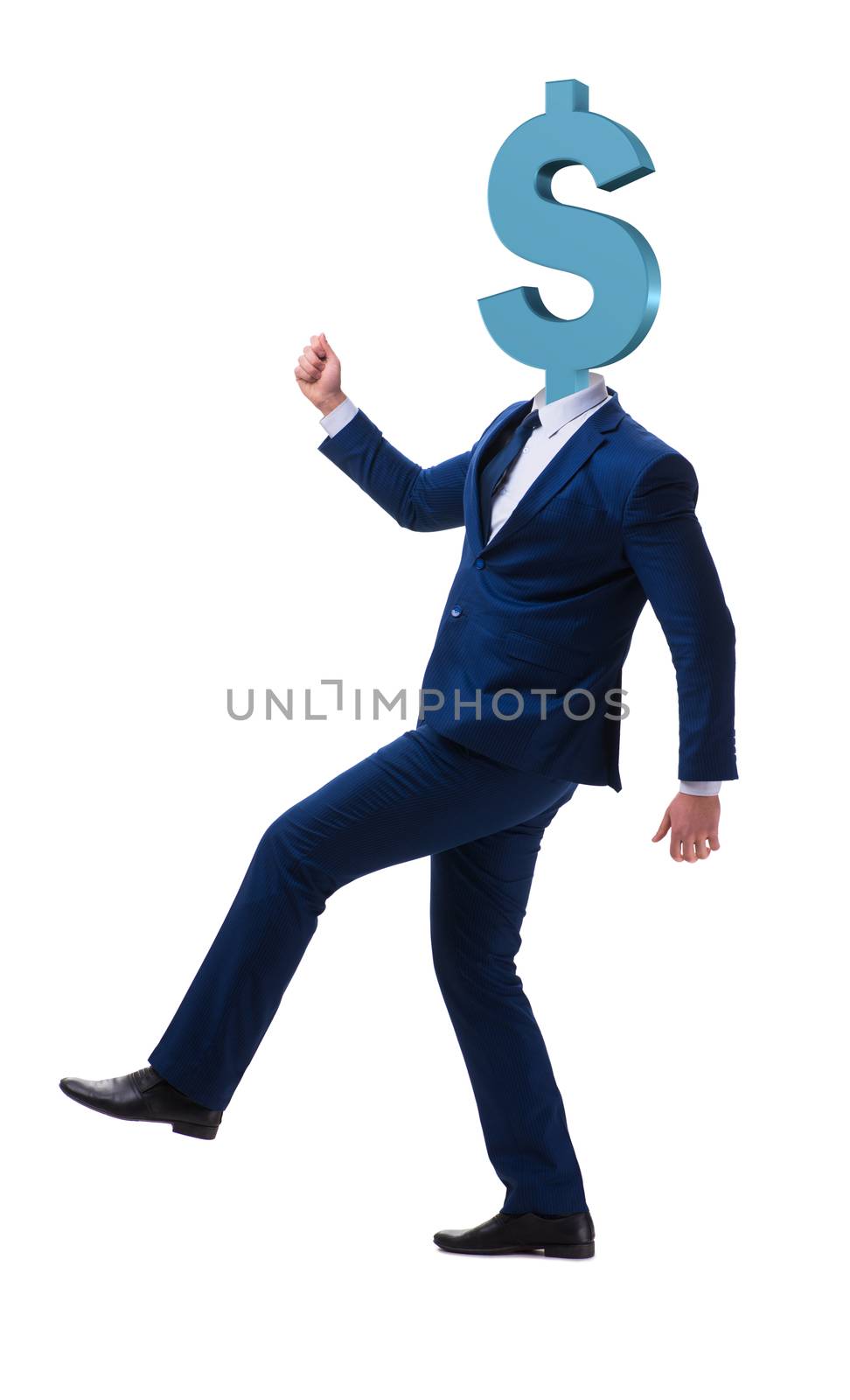 Businessman with dollar sign instead of head
