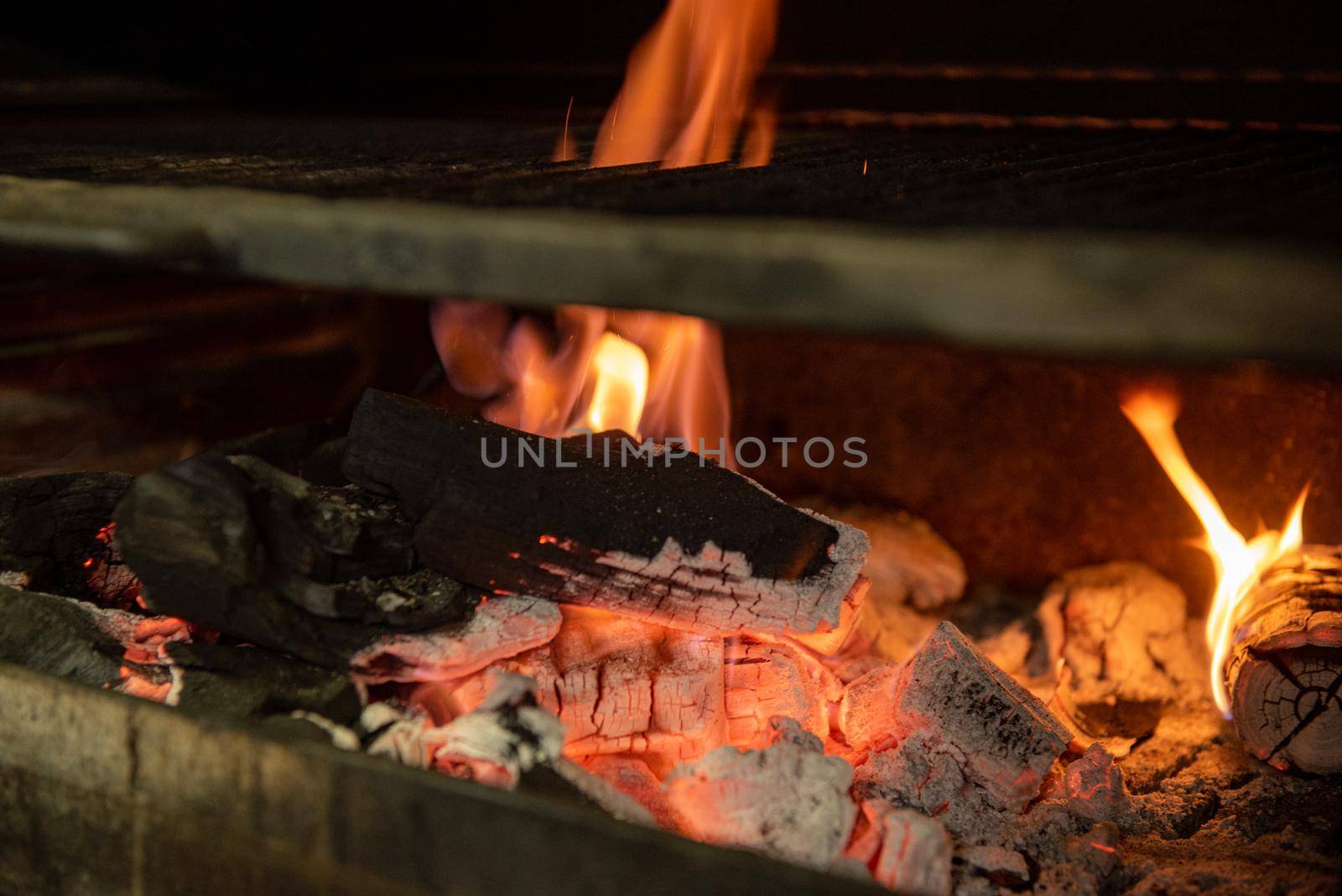 Embers lit in the oven.