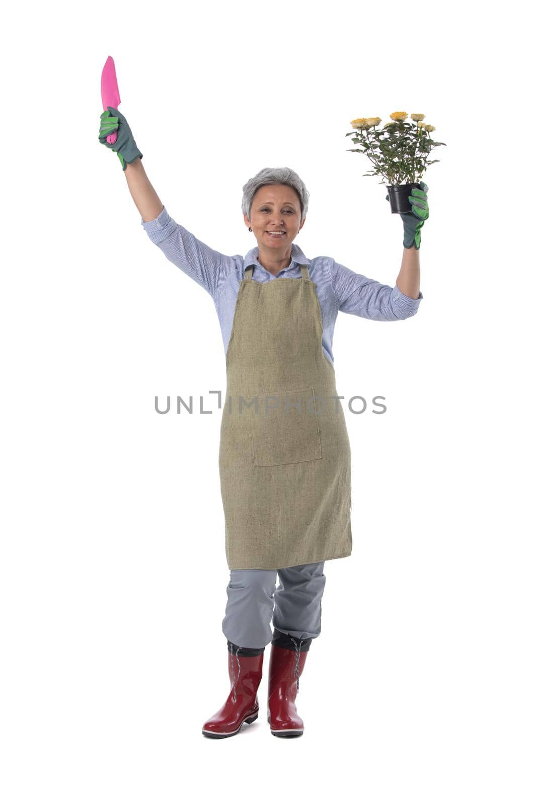 Gardener woman isolated on white by ALotOfPeople