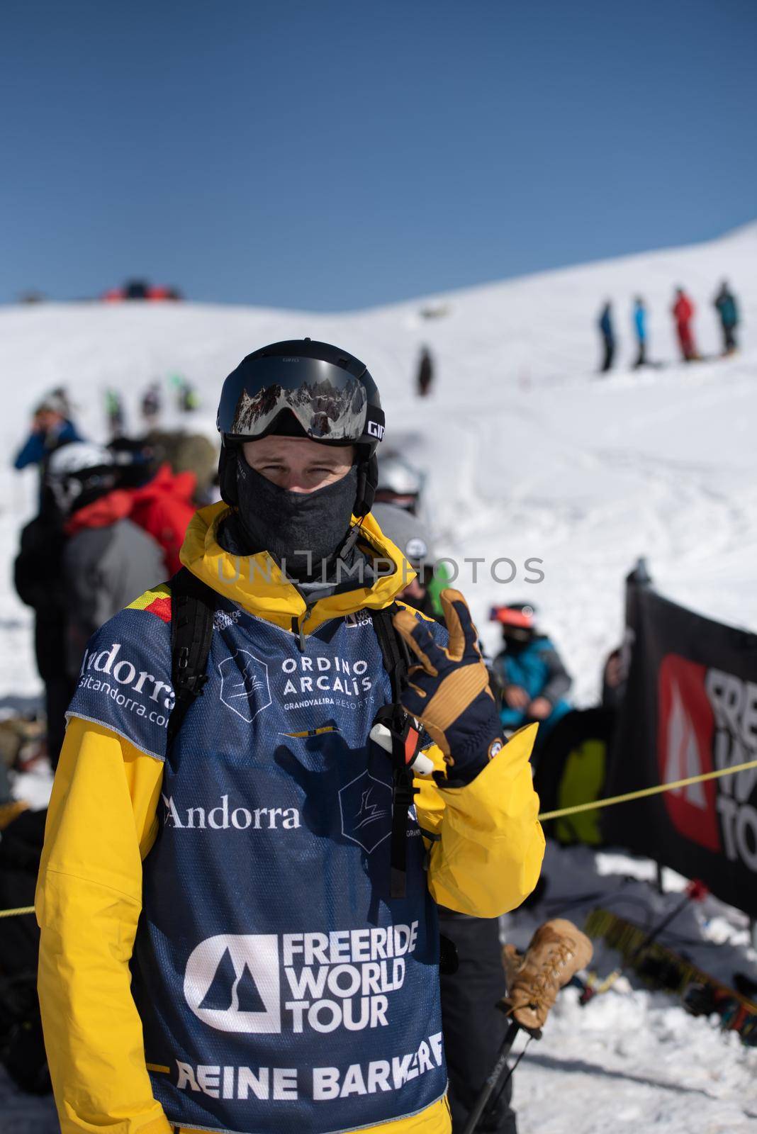 Ordino Arcalis, Andorra: 2021 February 24: Reine Bakerded in action at the Freeride World Tour 2021 Step 2 at Ordino Alcalis in Andorra in the winter of 2021.