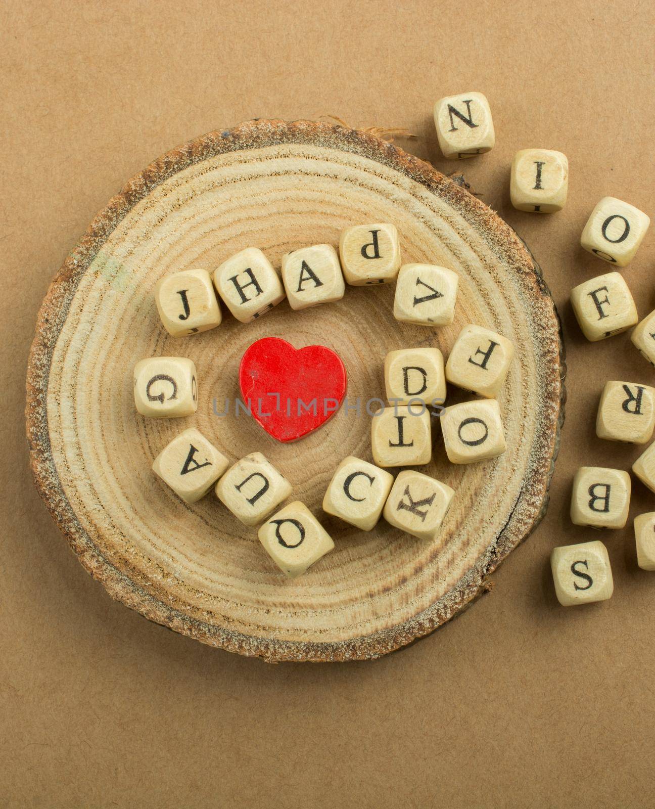 Love icon and Letter cubes of made of wood  by berkay