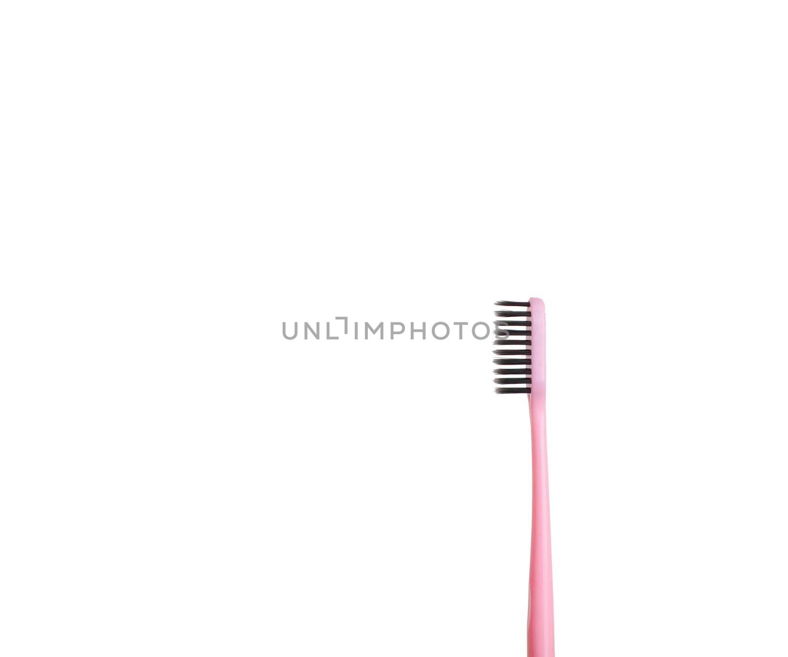 The pink tooth brushing cheek is isolated on a white background.  by AnatoliiFoto
