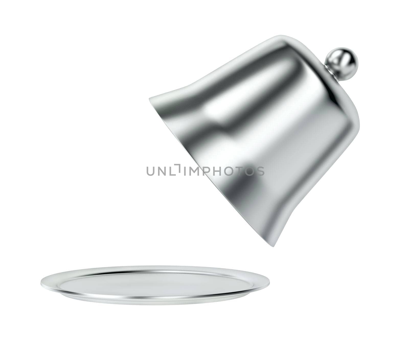 Silver cloche on white background by magraphics