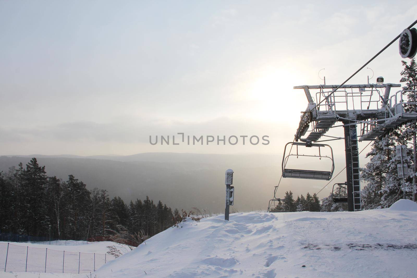 Ski resort Mratkino in winter view on chair lift