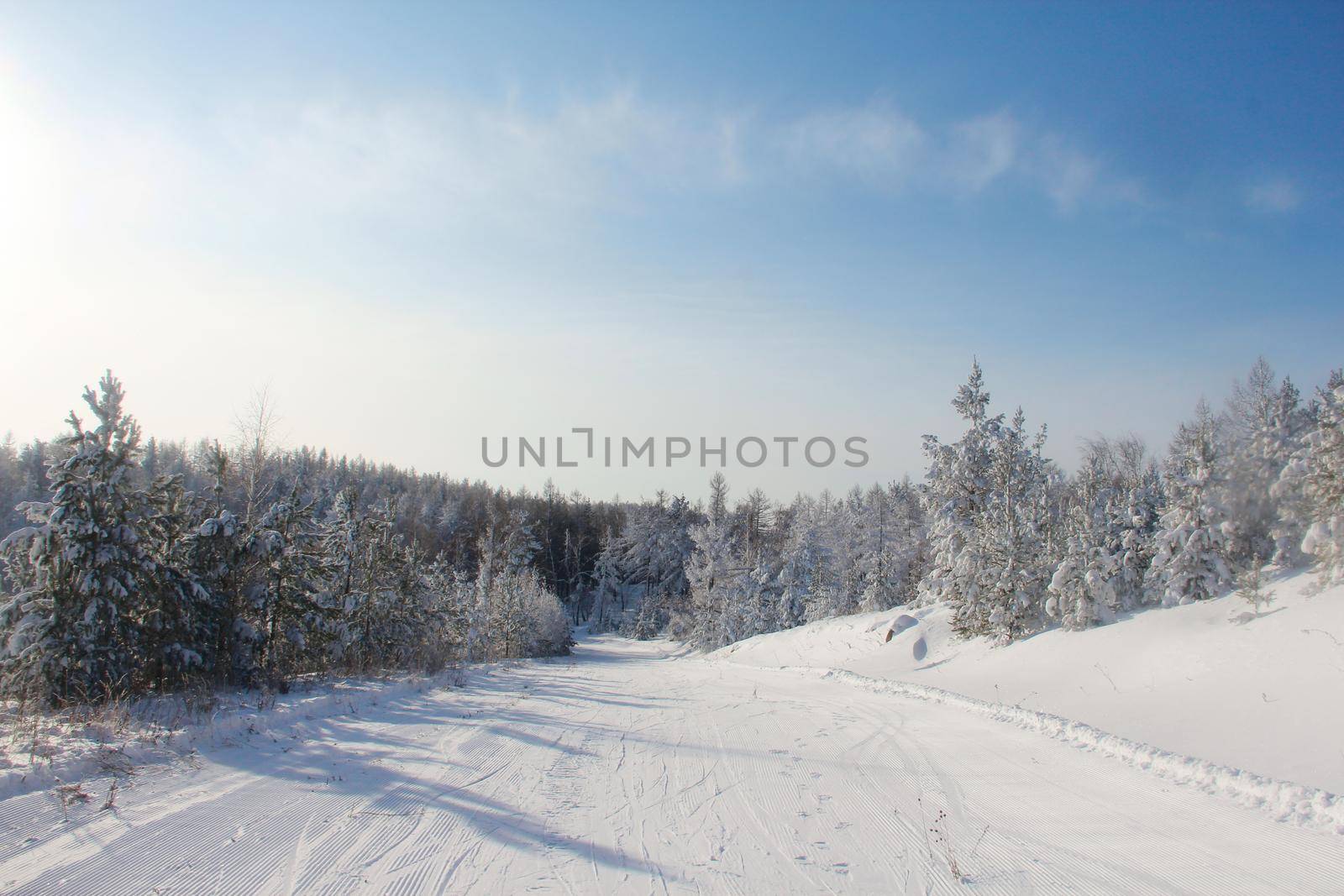 Winter snow mountain landscape by destillat