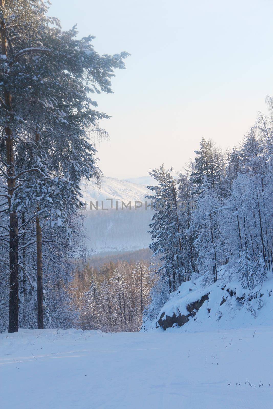 Winter snow mountain landscape by destillat