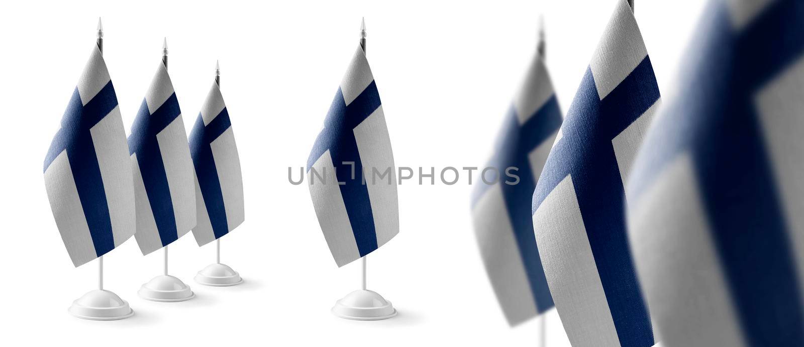 Set of Finland national flags on a white background.