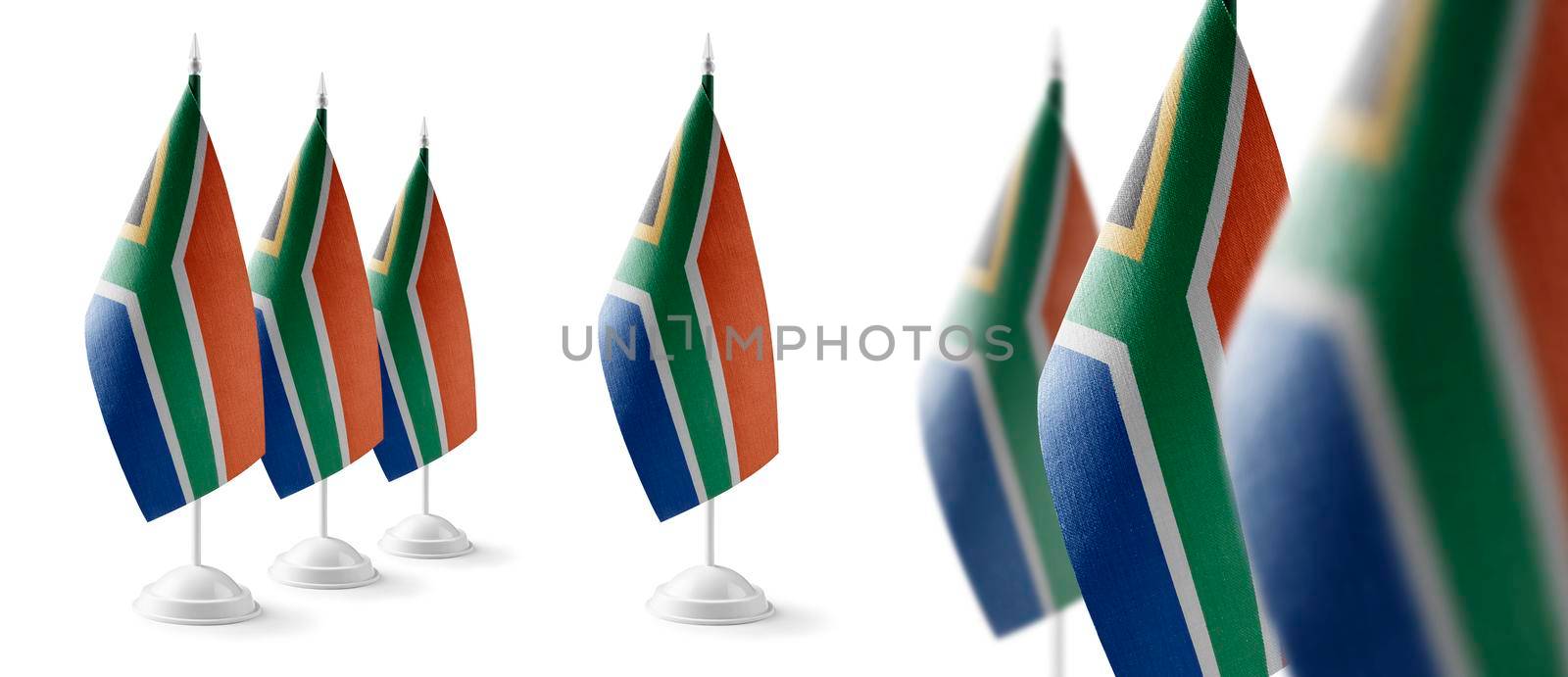 Set of South Africa national flags on a white background.