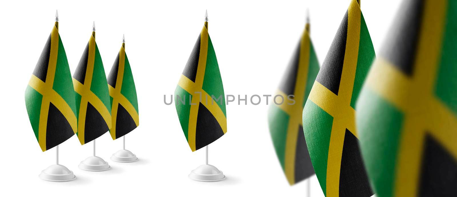 Set of Jamaica national flags on a white background.