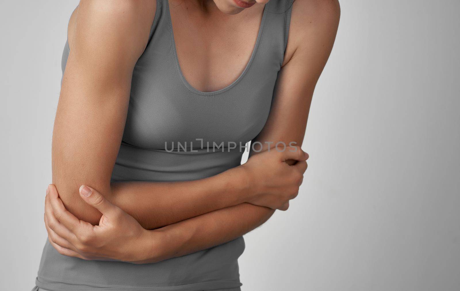 woman with unhappy facial expression health problems pain depression. High quality photo