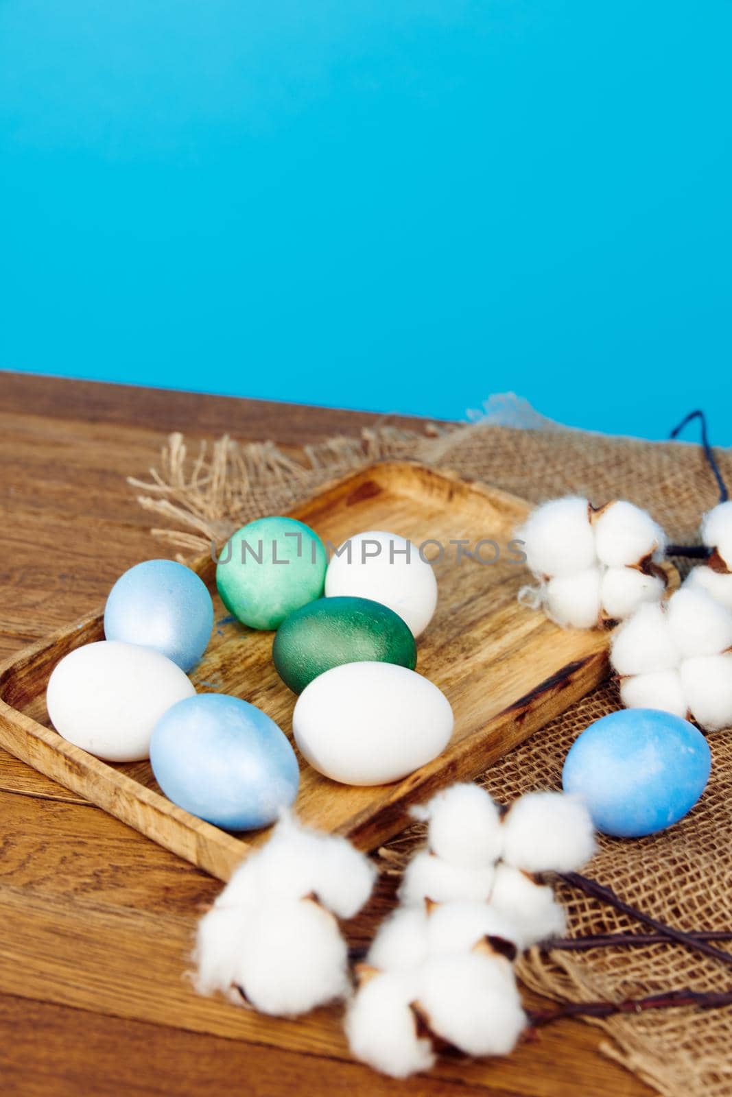 eggs decoration holiday decorations blue background tradition. High quality photo