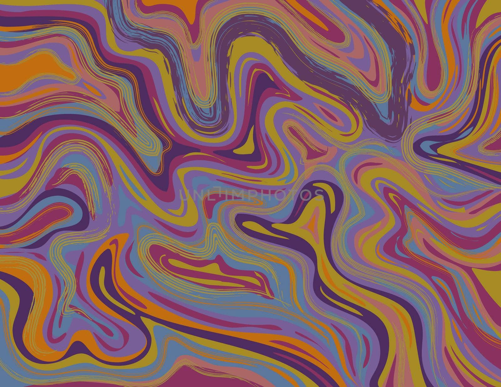 Digital marbling or inkscape illustration of an abstract swirling psychedelic liquid marble simulated marbling in Suminagashi Kintsugi marbled effect style in African Violet and Amethyst color.
