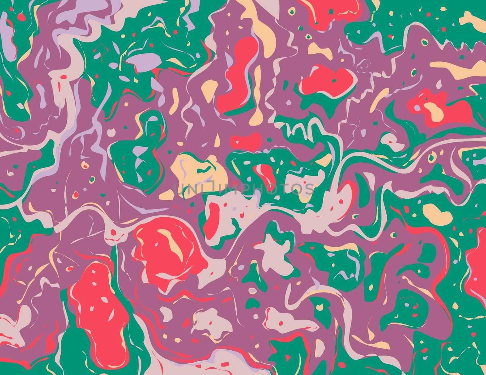 Digital marbling or inkscape illustration of an abstract swirling,psychedelic, liquid marble and simulated marbling in the style of Suminagashi Kintsugi marbled effect in color
