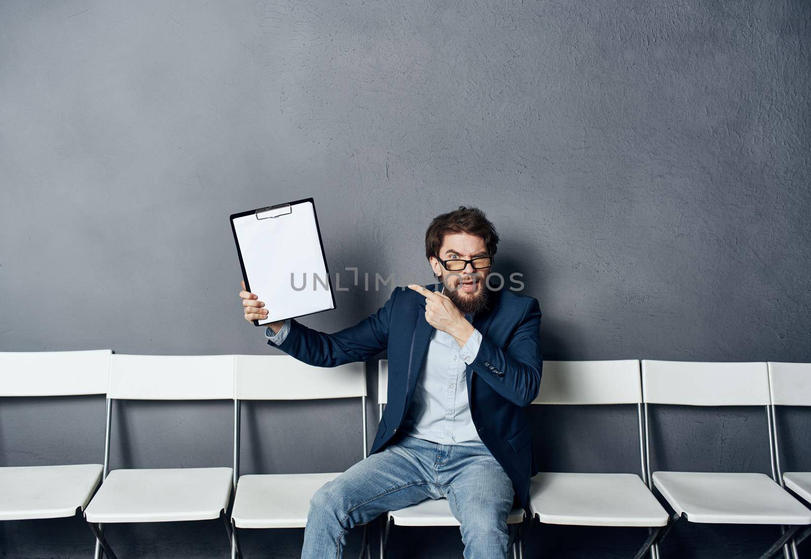 Business man on waiting job recommendation resume. High quality photo