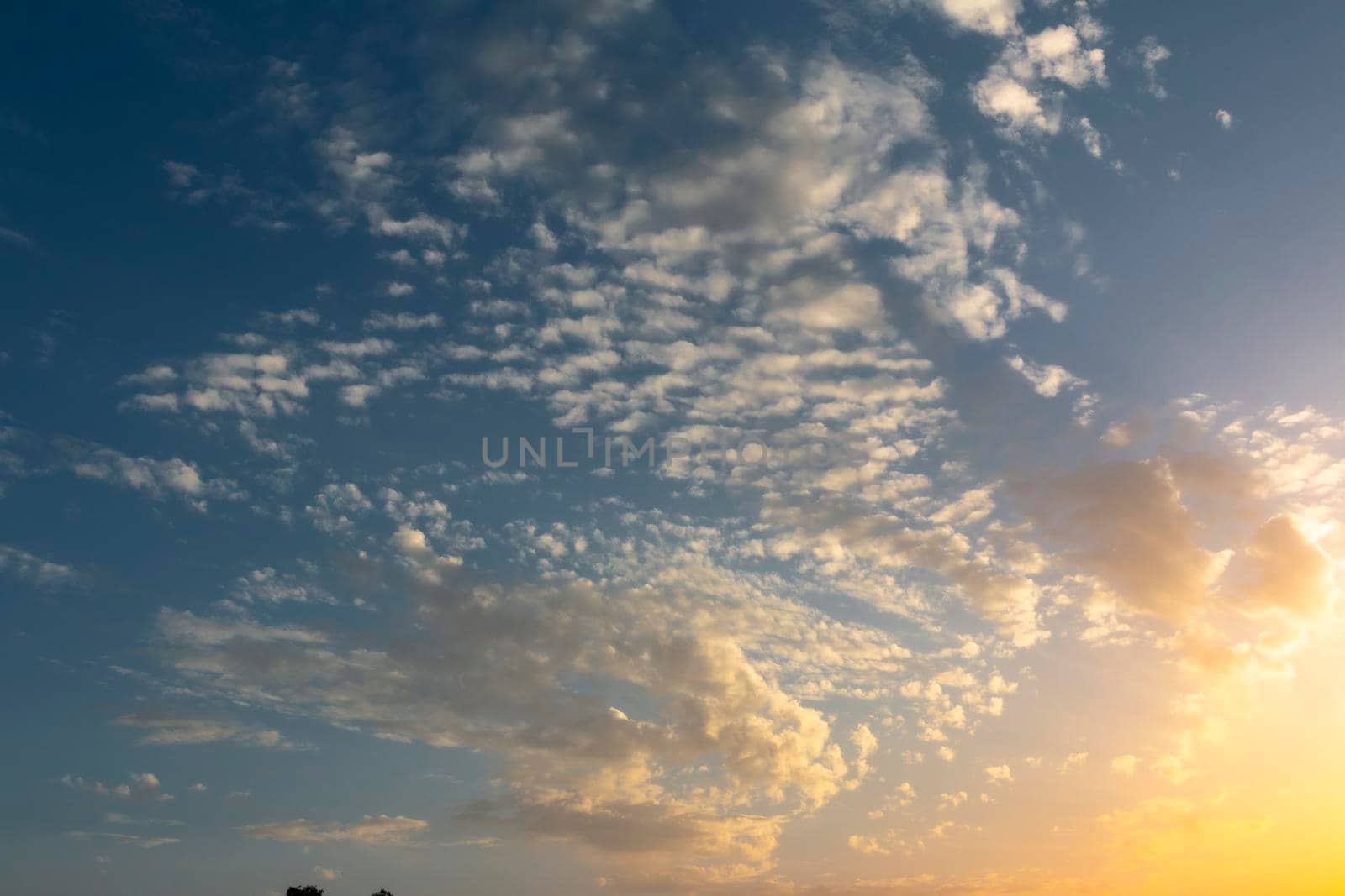 Cloudy sky in summer in an Andalusian countryside in southern Spain